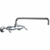Wall Mounted Pot Filler Faucet With Lever Handles And 15" Full-Flow Swing Spout