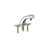 Single Supply Hot / Cold Water Basin Faucet With Self Closing Button Handle - 4" Centerset Installation -Bathroom Sales Store chicago faucets 857 e12cp 128