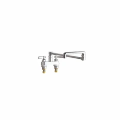 Deck Mounted Pot Filler Faucet With Lever Handles And 17-3/4" Full-Flow Swing Spout