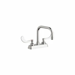 Commercial Grade Centerset Laundry / Service Faucet With Wrist Blade Handles - 4" Faucet Centers