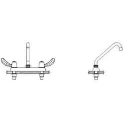 Delta Commercial Double Handle 0.5 GPM Deck Utility Faucet With Hooded Blade Handles And Tubular Swing Spout