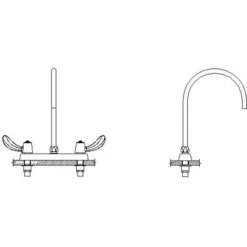 Delta Commercial Double Handle 1 GPM Deck Utility Faucet With Hooded Blade Handles And Gooseneck Spout