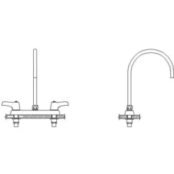 Delta Commercial Double Handle 1 GPM Deck Utility Faucet With Lever Blade Handles And Gooseneck Spout