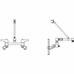 Delta Commercial Double Handle Widespread Utility Wall Mounted Faucet With Garden Hose Outlet, Adjustable Centers And Brace