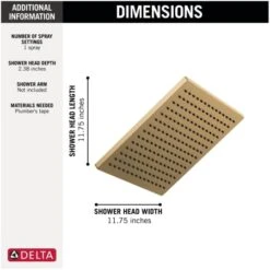 Delta Universal Showering 11-3/4" Square 2.5 GPM Single Function Rain Shower Head With Touch Clean Technology -Bathroom Sales Store delta 52159 25 alternate image 121