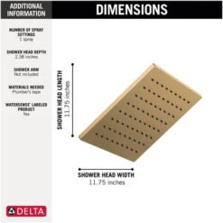 Delta Universal Showering 11-3/4" Square 1.75 GPM Single Function Rain Shower Head With Touch Clean Technology -Bathroom Sales Store delta 52159 alternate image 591