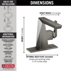 Delta Trillian 1.2 GPM Bathroom Sink Faucet Single Hole Bathroom Faucet With Pop-Up Drain Assembly -Bathroom Sales Store delta 543 mpu dst alternate view 128