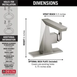 Delta Trillian 1.2 GPM Bathroom Sink Faucet Single Hole Bathroom Faucet With Pop-Up Drain Assembly -Bathroom Sales Store delta 543 mpu dst alternate view 135