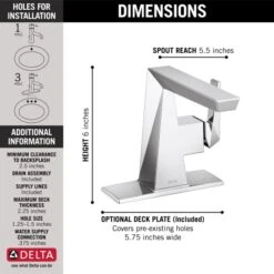 Delta Trillian 1.2 GPM Bathroom Sink Faucet Single Hole Bathroom Faucet With Pop-Up Drain Assembly -Bathroom Sales Store delta 543 mpu dst alternate view 18