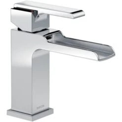 Delta Ara 1.2 GPM Single Hole Waterfall Bathroom Faucet - Metal Pop-up Drain Assembly Not Included