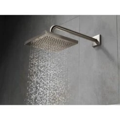 Delta 2.5 GPM 8" Wide Rain Shower Head With Shower Arm, Flange And Touch-Clean® Technology - Limited Lifetime Warranty -Bathroom Sales Store delta 57740 running shower head in brilliance stainless 2227
