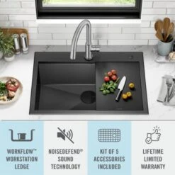 Delta Rivet 30" Drop In Single Basin Stainless Steel Kitchen Sink With Cutting Board -Bathroom Sales Store delta 95a9031 t30s alternate image 55