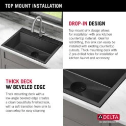 Delta Rivet 30" Drop In Single Basin Stainless Steel Kitchen Sink With Cutting Board -Bathroom Sales Store delta 95a9031 t30s alternate image 61