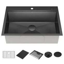 Delta Rivet 30" Drop In Single Basin Stainless Steel Kitchen Sink With Cutting Board