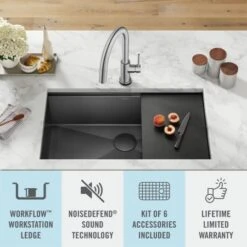 Delta Rivet 32" Undermount Single Basin Stainless Steel Kitchen Sink With Cutting Board -Bathroom Sales Store delta 95b9031 32s alternate image 107