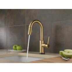 Delta Trinsic Pull-Down Bar/Prep Faucet With On/Off Touch Activation, Magnetic Docking Spray Head, And Optional Base Plate - Includes Lifetime Warranty (5 Year On Electronic Parts) -Bathroom Sales Store delta 9959t dst running faucet in champagne bronze 968