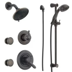 Delta Monitor 17 Series Dual Function Pressure Balanced Shower System With Integrated Volume Control, Shower Head, 2 Body Sprays And Hand Shower - Includes Rough-In Valves