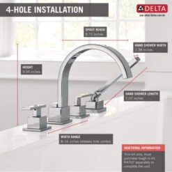 Delta Vero Deck Mounted Roman Tub Filler Trim With Hand Shower -Bathroom Sales Store delta t4753 alternate image 155