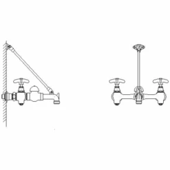 Delta Commercial Laundry Faucet Double Handle Wall Mount With Cross Handles And Wall Brace