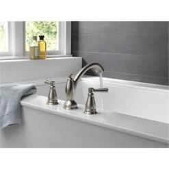 Delta Linden Double Lever Handle Deck Mounted Roman Tub Filler - Less Rough In -Bathroom Sales Store delta t2793 alt