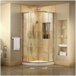 DreamLine Prime 36" Wide X 74 3/4" High Semi-Frameless Clear Glass Sliding Shower Enclosure - Includes Shower Base