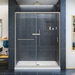 DreamLine Infinity-Z 72" High X 56" Wide Sliding Semi Frameless Shower Door With Clear Glass