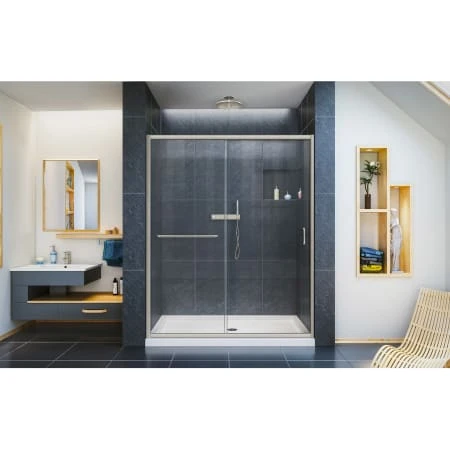 DreamLine Infinity-Z 72" High X 56" Wide Sliding Semi Frameless Shower Door With Clear Glass 12 DreamLine Infinity-Z 72" High X 56" Wide Sliding Semi Frameless Shower Door With Clear Glass - Image 10
