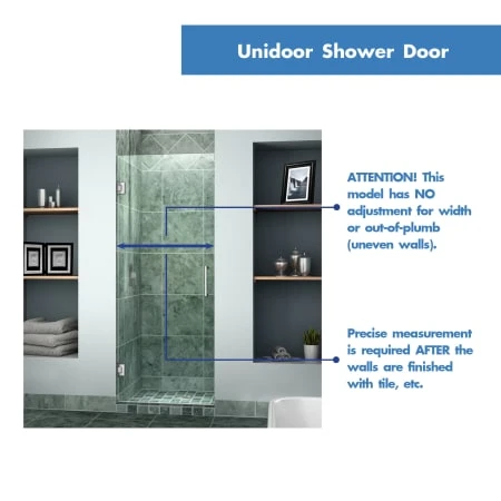 DreamLine Unidoor 72" High X 25" Wide Hinged Frameless Shower Door With Clear Glass 16 DreamLine Unidoor 72" High X 25" Wide Hinged Frameless Shower Door With Clear Glass - Image 14