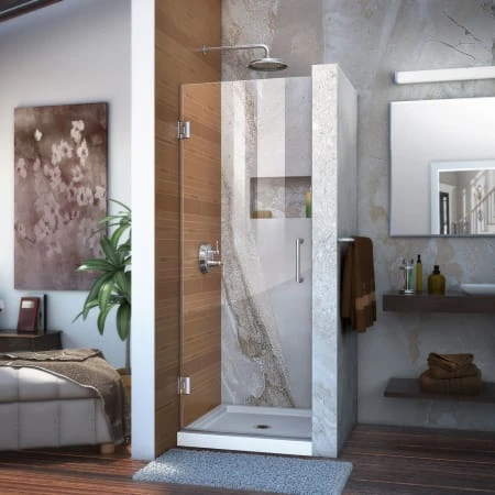 DreamLine Unidoor 72" High X 28" Wide Hinged Frameless Shower Door With Clear Glass 3 DreamLine Unidoor 72" High X 28" Wide Hinged Frameless Shower Door With Clear Glass