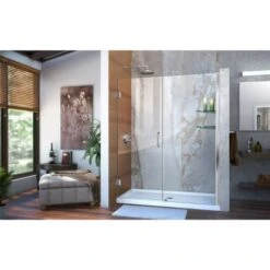 DreamLine Unidoor 72" High X 58" Wide Hinged Frameless Shower Door With Clear Glass - Includes 2 Shelves -Bathroom Sales Store dreamline shdr 20577210s alternate view 2986