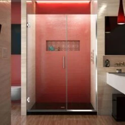 DreamLine Unidoor Plus 72" High X 46" Wide Hinged Frameless Shower Door With Clear Glass