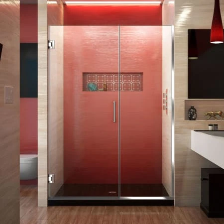 DreamLine Unidoor Plus 72" High X 46" Wide Hinged Frameless Shower Door With Clear Glass 3 DreamLine Unidoor Plus 72" High X 46" Wide Hinged Frameless Shower Door With Clear Glass