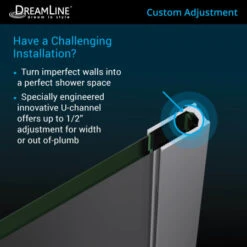 DreamLine Unidoor Plus 72" High X 46-1/2" Wide Hinged Frameless Shower Door With Clear Glass -Bathroom Sales Store dreamline shdr 244607210 alternate view 4128