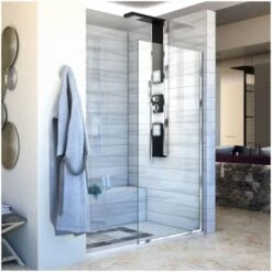 DreamLine Linea 72" High X 34" Wide Frameless Open Entry Shower Door With Clear Glass