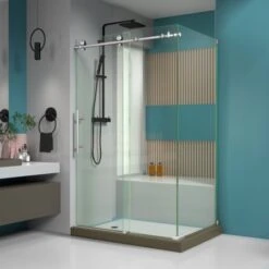 DreamLine Enigma-X 76" High X 49" Wide X 34-1/2" Deep Sliding Frameless Shower Enclosure With Clear Glass