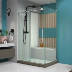 DreamLine Enigma-X 76" High X 49" Wide X 34-1/2" Deep Sliding Frameless Shower Enclosure With Clear Glass -Bathroom Sales Store dreamline shen 6134480 alternate view 8864