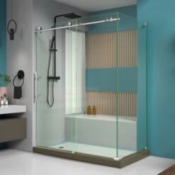 DreamLine Enigma-X 76" High X 61" Wide X 34-1/2" Deep Sliding Frameless Shower Enclosure With Clear Glass