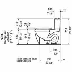 Duravit ME By Starck 0.92/1.32 GPF Dual Flush One Piece Elongated Chair Height Toilet With Top Flush Button - Less Seat -Bathroom Sales Store duravit 2173010001 duravit td i 217301s us 002021 002029 ada 86587 361