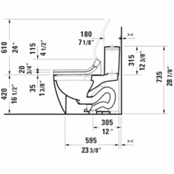Duravit ME By Starck 0.92/1.32 GPF Dual Flush One Piece Elongated Chair Height Toilet With Top Flush Button - Less Seat -Bathroom Sales Store duravit 2173010001 duravit td i 217301s us asia 610000 86588 363