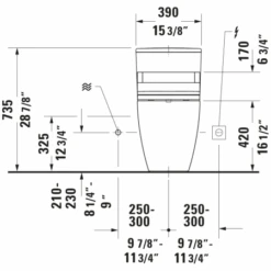 Duravit ME By Starck 0.92/1.32 GPF Dual Flush One Piece Elongated Chair Height Toilet With Top Flush Button - Less Seat -Bathroom Sales Store duravit 2173010001 duravit td i 217301v us asia 610000 86592 369