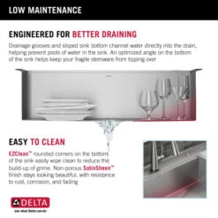 Delta Rivet 33” Workstation Kitchen Sink Top Mount Drop-In 16 Gauge Stainless Steel Single Bowl With WorkFlow Ledge And Accessories -Bathroom Sales Store e6getvjvivbzkspfusrr