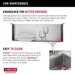 Delta Lorelai 27” Workstation Kitchen Sink Undermount 16 Gauge Stainless Steel Single Bowl With WorkFlow Ledge And Accessories -Bathroom Sales Store efydubr9txfaw3bbwf1l