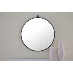 Eternity 48" Diameter Circular Metal Framed Wall Mirror With Decorative Hook 26 Eternity 48" Diameter Circular Metal Framed Wall Mirror With Decorative Hook -Bathroom Sales Store elegant lighting mr406x 48 lifestyle 13