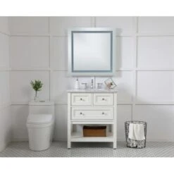 Helios 30" Square Frameless Wall Mounted Lighted Bathroom Mirror 12 Helios 30" Square Frameless Wall Mounted Lighted Bathroom Mirror -Bathroom Sales Store elegant lighting mre13030 lifestyle 680