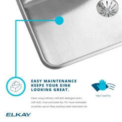 Lustertone 15" Single Basin Stainless Steel Bar Sink For Drop In Installation With Corner Drain -Bathroom Sales Store elkay blgr1515 sink maintenance 1648