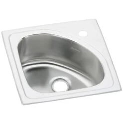 Lustertone 15" Single Basin Stainless Steel Bar Sink For Drop In Installation With Corner Drain