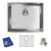 Crosstown 22-1/2" Undermount Single Basin Stainless Steel Kitchen Sink With Basin Rack And Basket Strainer