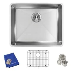 Crosstown 22-1/2" Undermount Single Basin Stainless Steel Kitchen Sink With Basin Rack And Basket Strainer