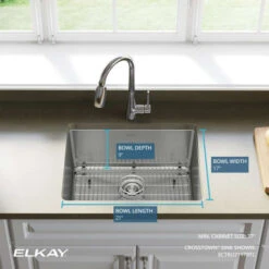 Crosstown 22-1/2" Undermount Single Basin Stainless Steel Kitchen Sink With Basin Rack And Basket Strainer -Bathroom Sales Store elkay ectru21179tc alternate view 362