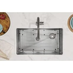 Crosstown 31-1/2" Undermount Single Basin Stainless Steel Kitchen Sink With Single Hole 1.8 GPM Kitchen Faucet, Basin Rack, Basket Strainer, And Towel 17 Crosstown 31-1/2" Undermount Single Basin Stainless Steel Kitchen Sink With Single Hole 1.8 GPM Kitchen Faucet, Basin Rack, Basket Strainer, And Towel -Bathroom Sales Store elkay ectru30179rtfc alternate view 955